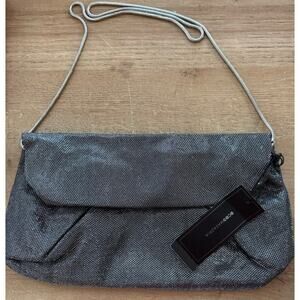 VTG Y2K 90s BCBG MAXAZRIA Gemma Clutch Shoulder Bag Purse Gunmetal Silver NEW